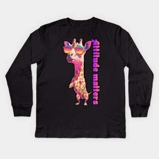 Attitude matters giraffe Kids Long Sleeve T-Shirt